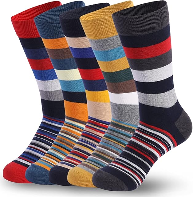 Men's Fun Dress Socks,Patterned Cotton Crew Socks,Colorful Funky Socks
