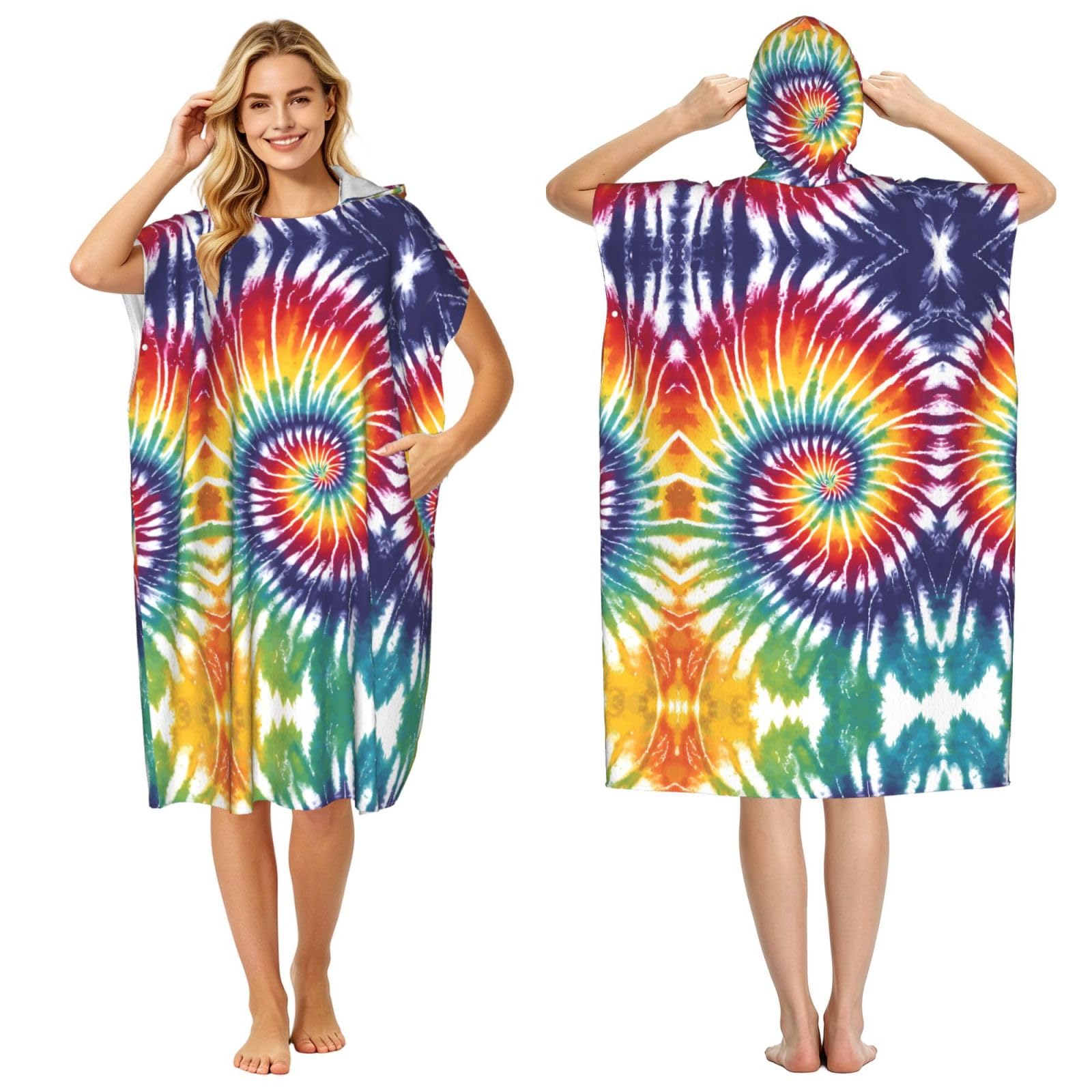Peignoir à capuche léger et séchage rapide | Peignoir Tie Dye adulte absorbant pour piscine
