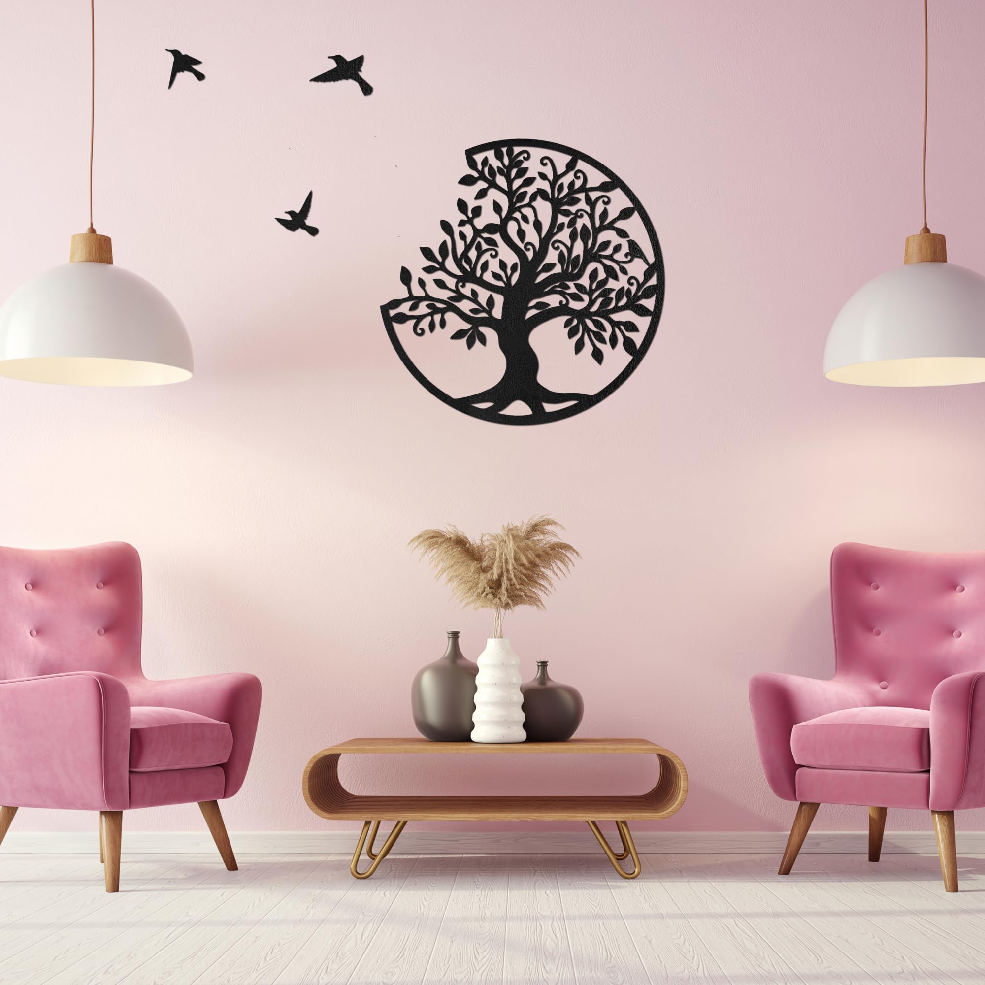 SENTOP HDF0504 Arbre de Vie, Image Sculptée sur Mur en Bois pour Usage Intérieur, Décoration Art en Bois (Noir, 40 cm)