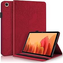 Succtop Case for Galaxy Tab A7 10.4 Inch 2022/2020, PU Leather Protective Cover for Samsung Tab A7 Pencil Holder Wallet Tablet Case for Samsung Galaxy Tab A7 T500/T509/T505/T507/T503, Red