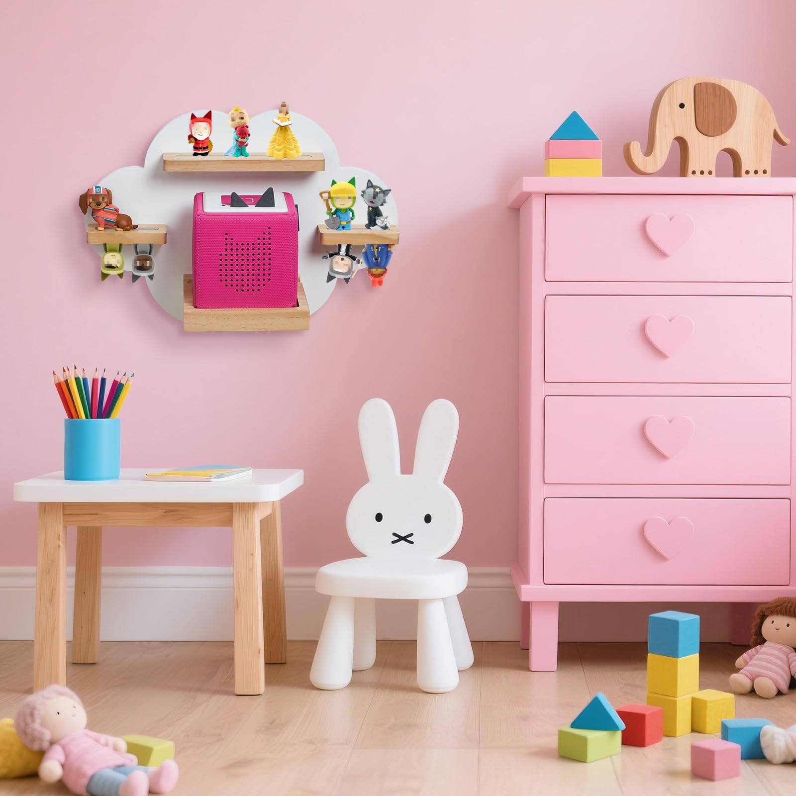 Gieanoo Cloud Tonies Regal,für TonieBox 2/1 Toniebox Regal für 12-15 Tonie Figuren Zeichen Tonie Regals Wolke kompatible Ladestation für Kinderzimmer,Babyzimmer (Weiß)
