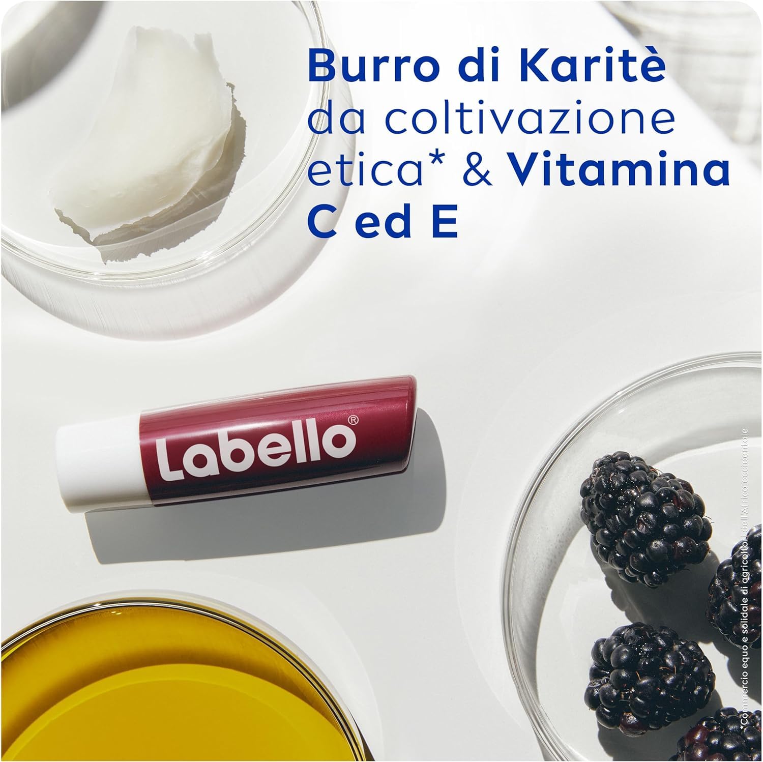 Labello Blackberry Shine Burrocacao Labbra 4.8 g, Balsamo Labbra Colorato All'Aroma Di More, Lip Balm Idratante 24H Con Ingredienti Naturali E Pigmenti Colorati