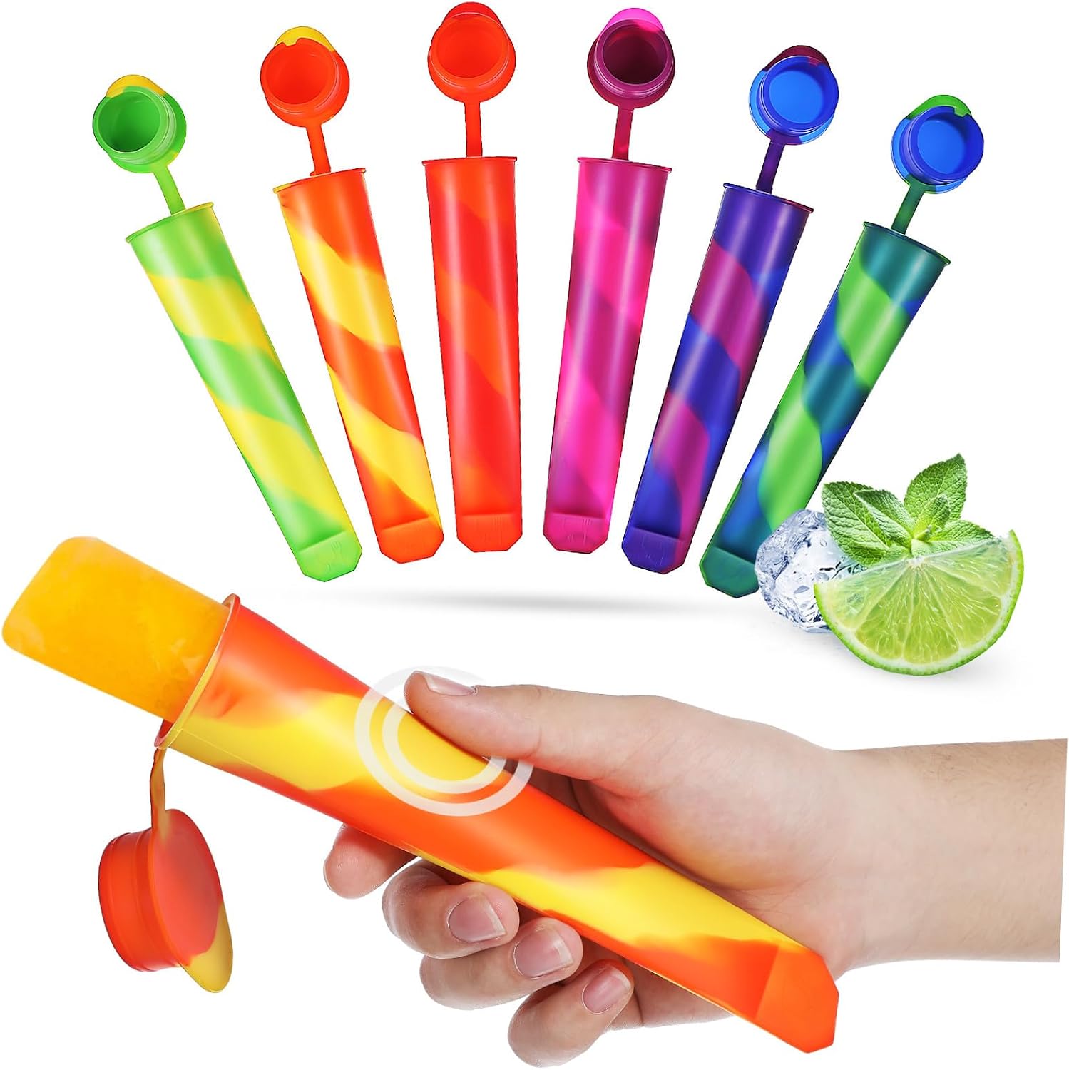 12pcs Silicone Ice Cream Mold for Adults Ice Pop Maker Set Reusable for Homemade Chilled Yogurt and Ice Lollies