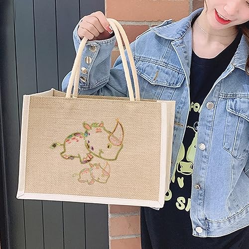 Vista 35 de Bolsas pequeñas reutilizables de yute natural para regalo de Navidad con asas de algodón, bolsas de mano para bodas, damas de honor, bolsa