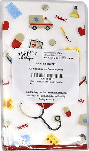 Miniatura 8 de 100 servilletas desechables de papel para enfermera, invitado, felicitaciones de enfermería, cena, servilletas de mano para Rn paramédico, médicos,