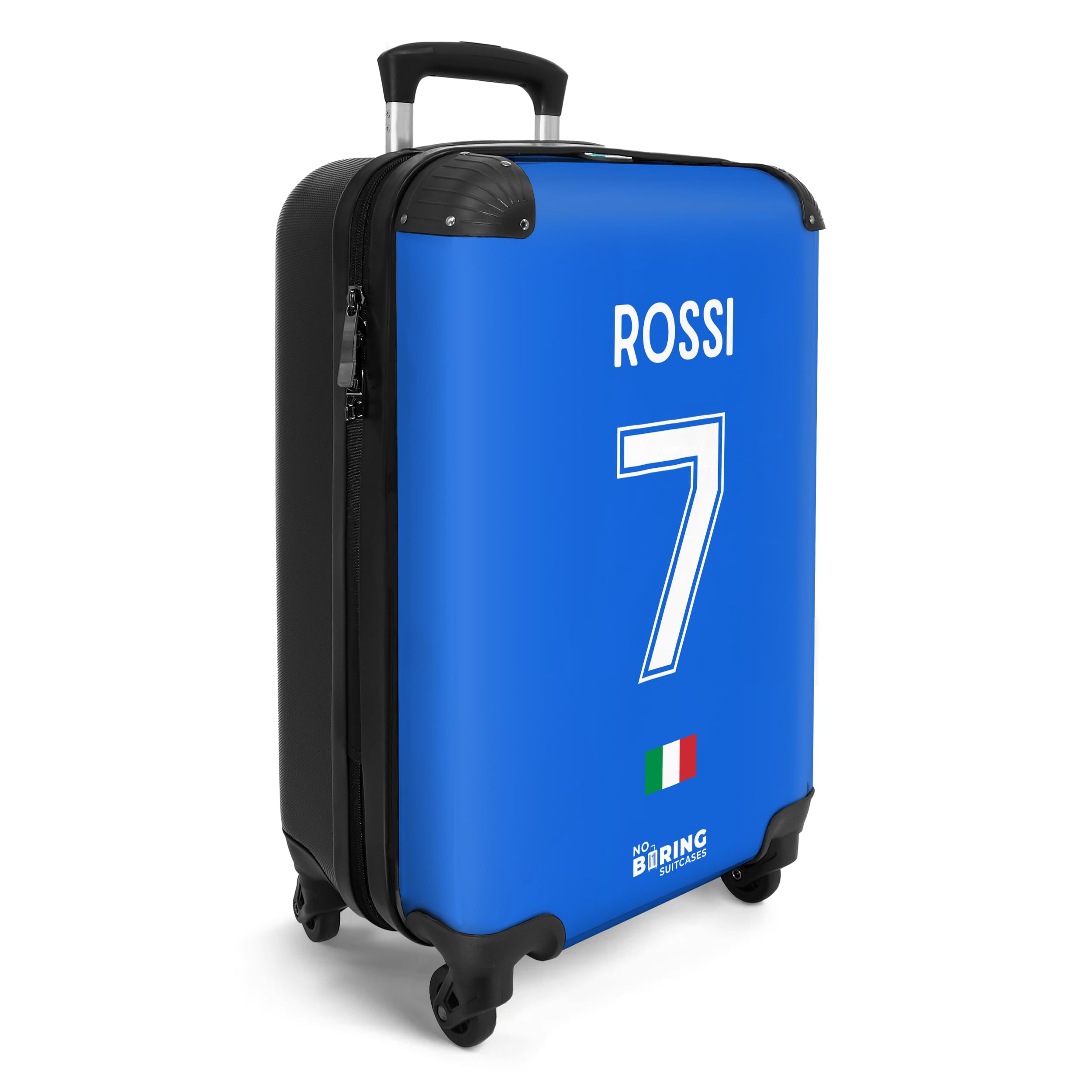 NoBoringSuitcases.com Valigia Trolley Bagaglio Personalizzabile 10 kg 55x40x20 cm (Calcio - Maglia Gara Home Italia 2022 - Blu)