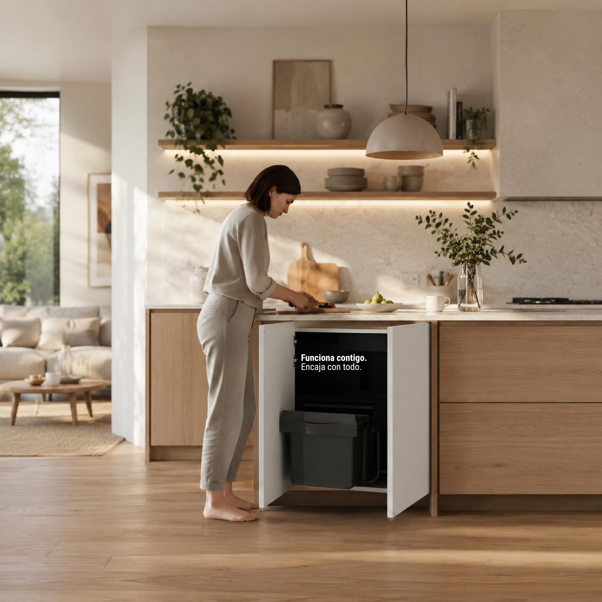 VERDU - Cubos de basura de reciclaje 2x16L Antracita con Sistema de Extracción Total, Fácil Instalación para Modulos de 400mm mínimo, Apertura suave- Cubo Basura Extraible Bajo Fregadero