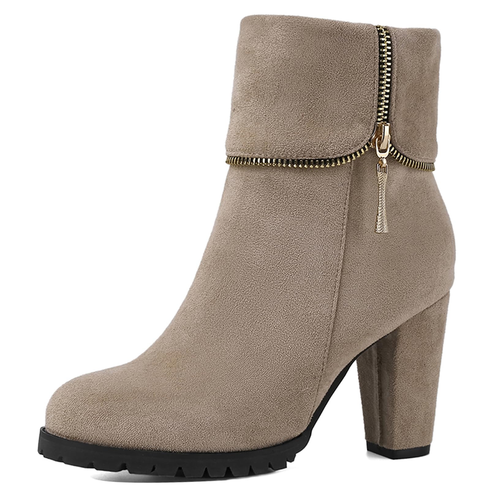 Bottines Femme à Talon Bloc 10 Cm - Bout Rond, Laçage, Plateforme 4 Cm - Taille 33 à 45 - 5