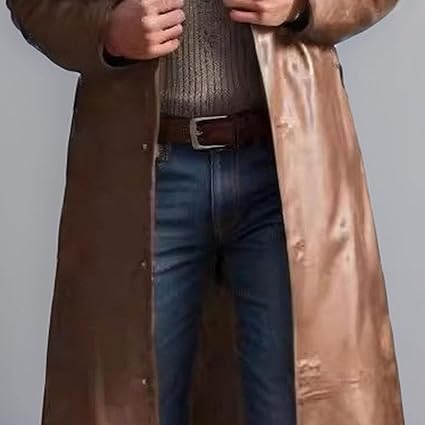 Mens Full Length Motorcycle Leather Jakcet Long Leather