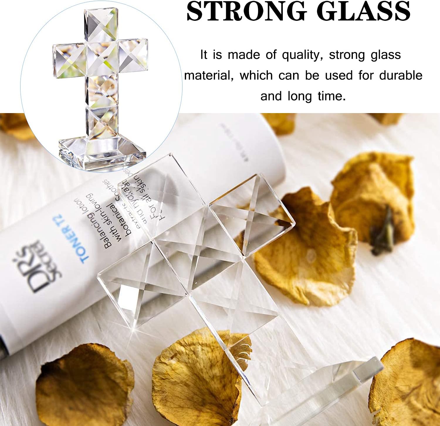 H&D HYALINE & DORA Traditional Crystal Standing Cross,Glass Wall Cross Figurine for Table,4.7x3.1 inches, Style*1 - Image 5