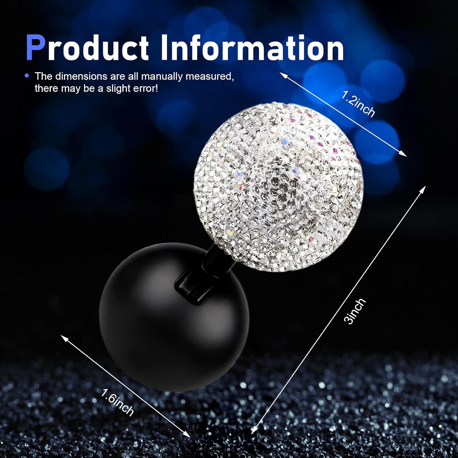 Bling Diamond Car Push Start Button Cover, ABS Rhinestone Encrusted Ignition Switch Rocker Ball, One-Button Push to Start Rocker Cover Decorative for Women, Universal for Most Vehicles (Silver)