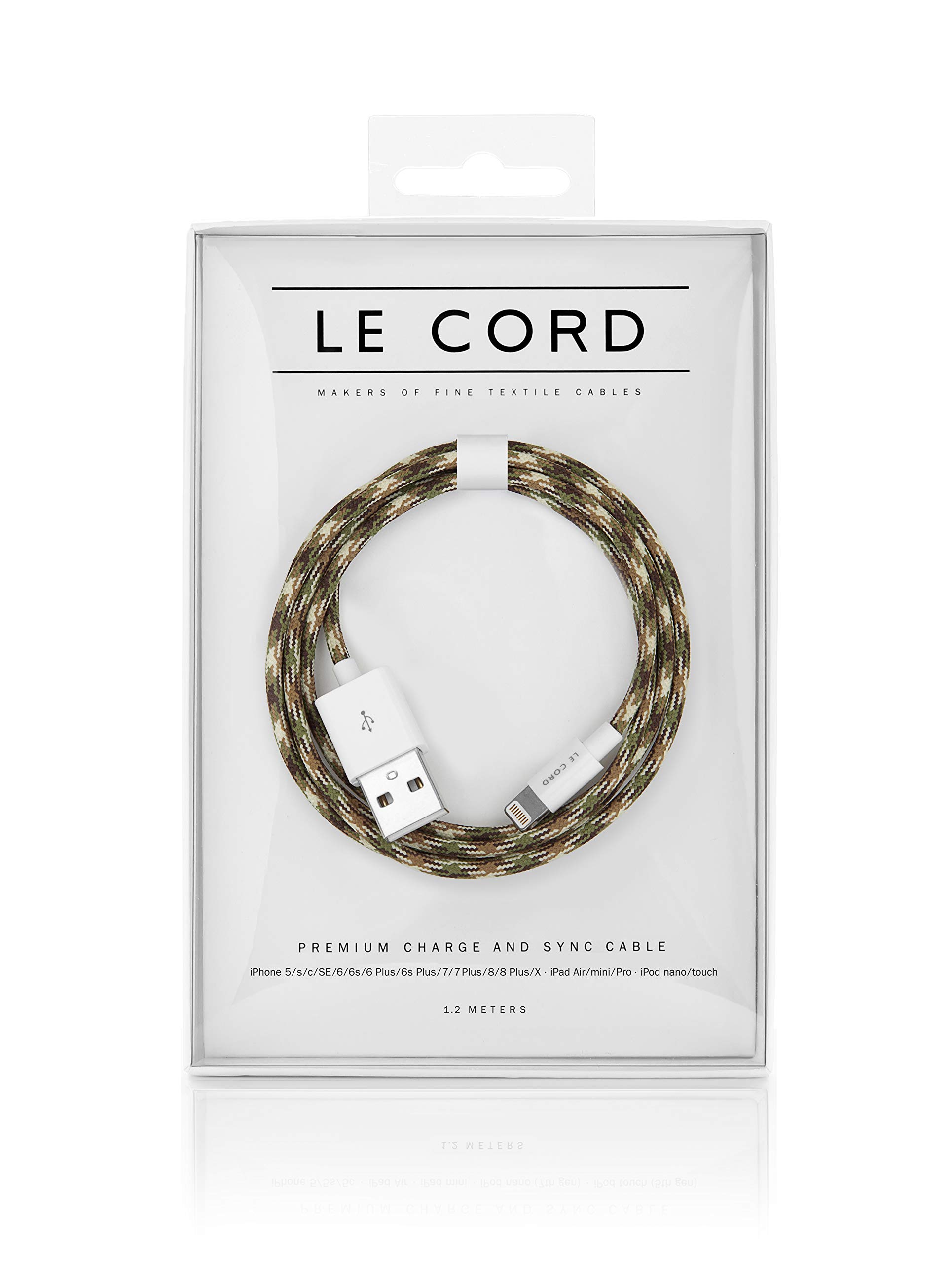 Lecord Camo Lightning to USB 1 Meter Charging Cable - Multi Color -