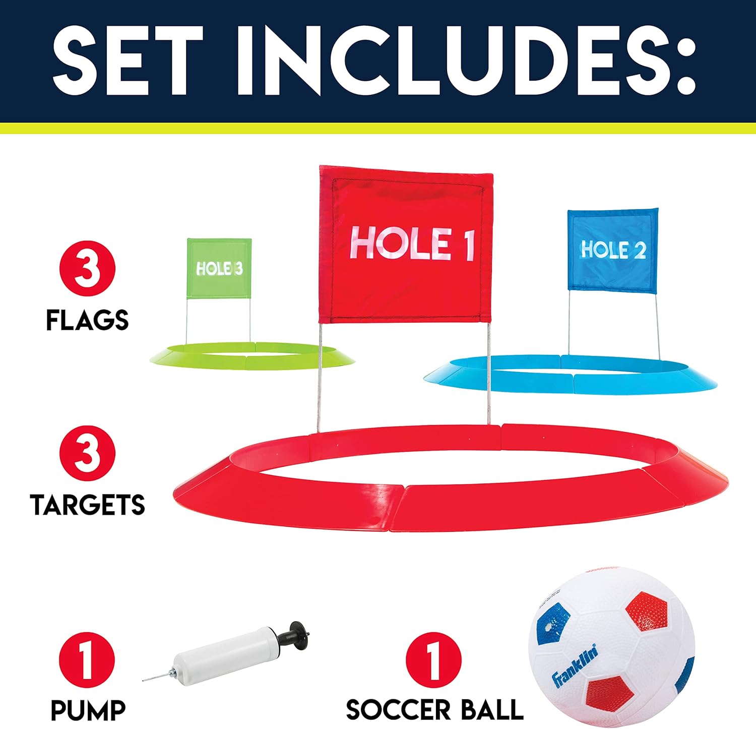 Franklin Sports Kids Soccer Golf Set with 1 Soccer Ball and 3 Targets with Flags - 20 inch Targets : Toys & Games