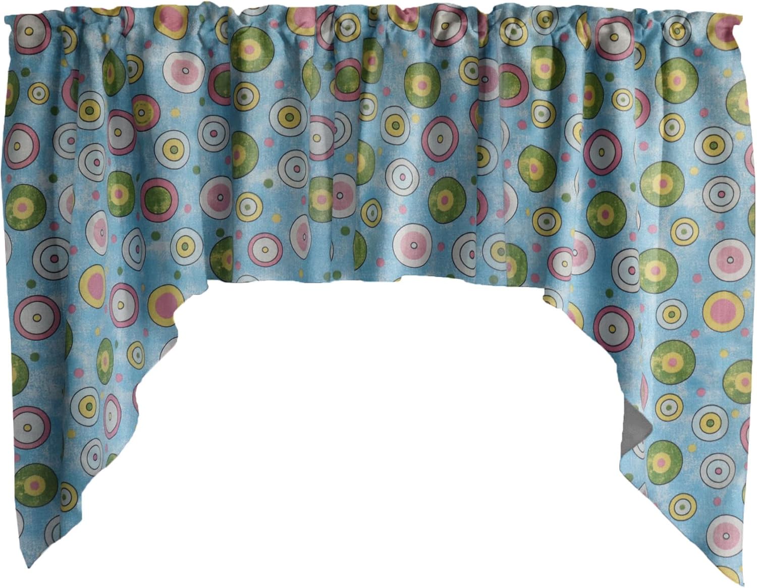 Zen Creative Designs Circles and Dots Print Swag Cotton Window Valance Home Décor Bedroom Nursery Kitchen Window (Blue)