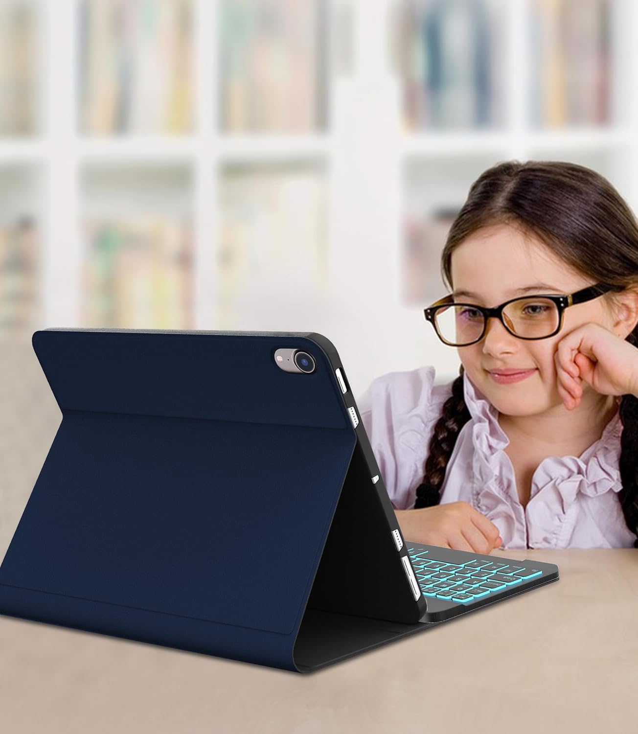Keyboard Case for iPad Mini A17 Pro 2024 & Mini 6th Gen 2021, Smart Case with Backlit Keyboard for iPad Mini 7th/6th 8.3 inch, Portable Detachable Keypad, Pencil Holder Support Charging, Navy Blue
