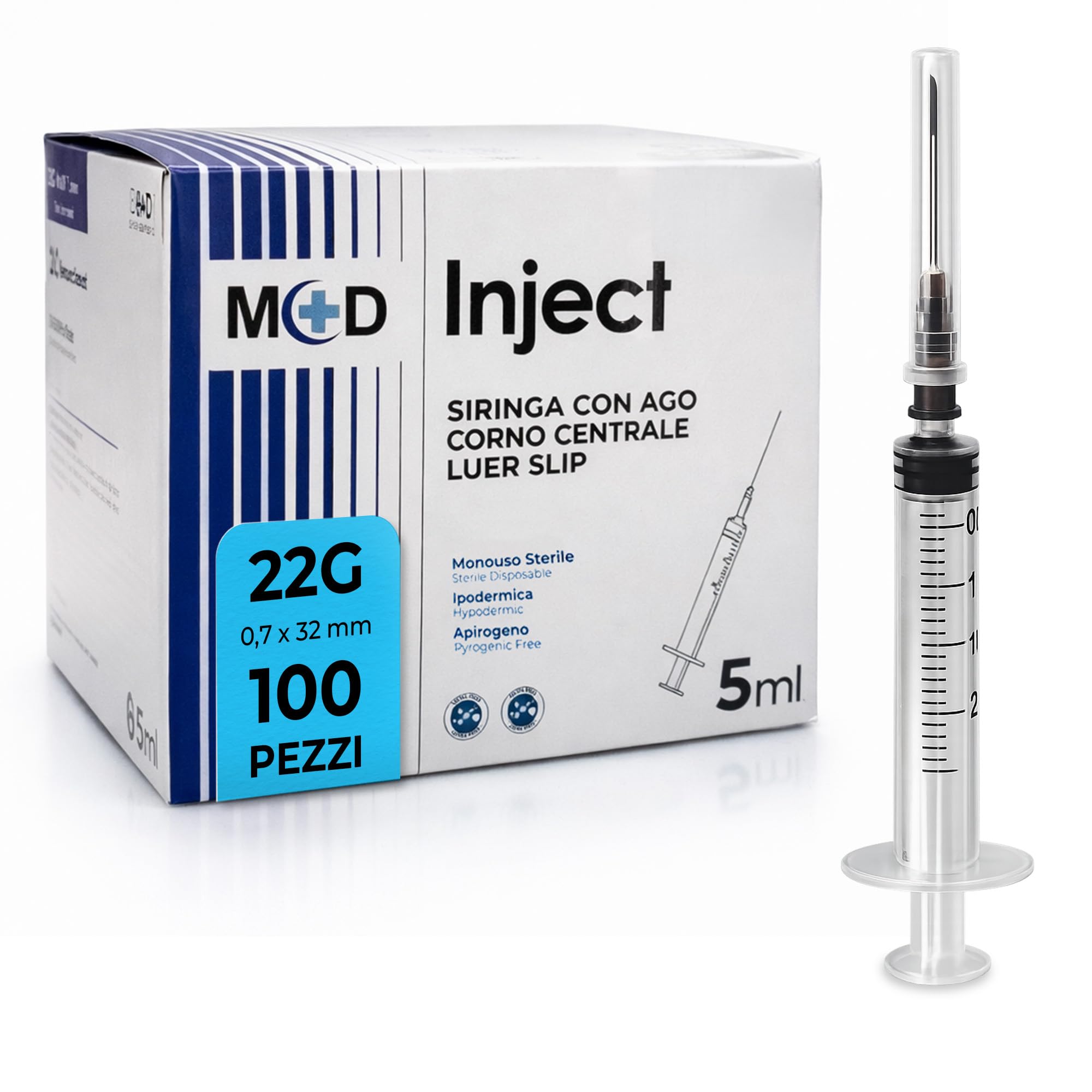 Siringhe con ago e tappo | 5ml - 100 pz | per dosaggio preciso di liquidi | Siringa graduata trasparente per uso tecnico e hobbistico