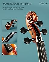 Vista 2 de Fesley Juego Completo de Violín: Kit de Violín Pulido 4/4 para Principiantes, Violín Acústico con Estuche Rígido, Kit de Inicio de Madera Maciza