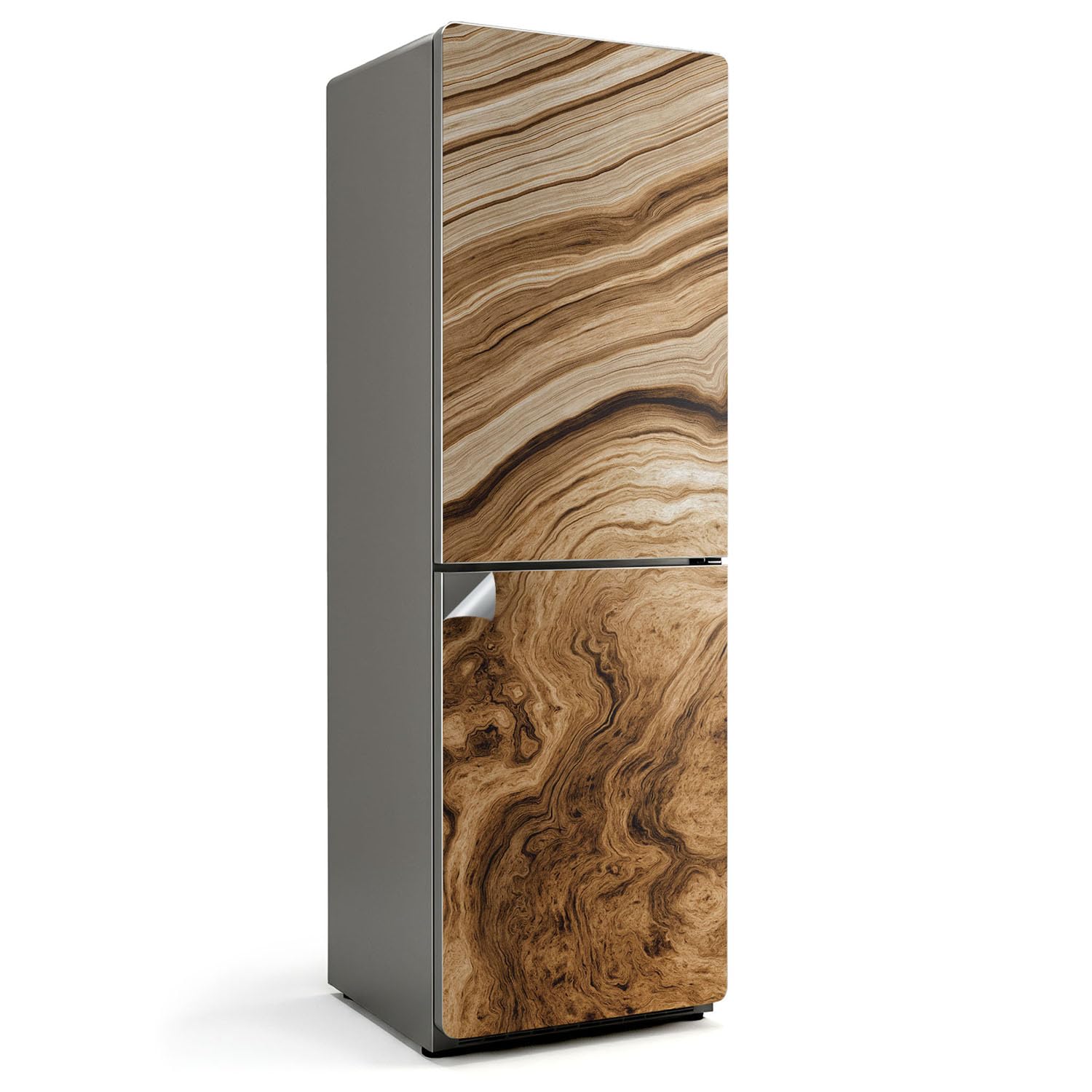 Sticker frigo grain de bois texturé 60x190 cm adhésif haute résistance