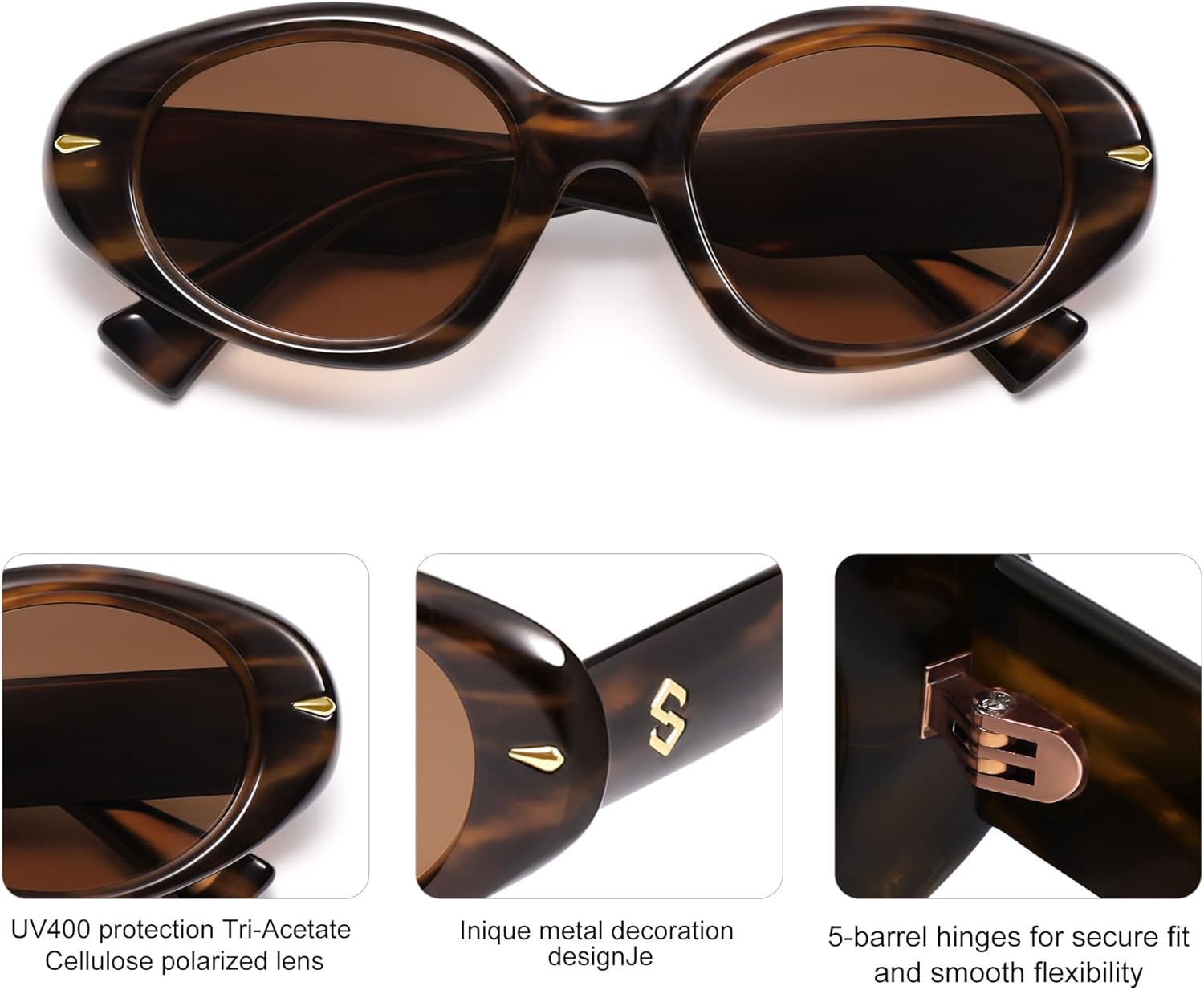 SOJOS Retro Polarized Large Oval Sunglasses Womens Mens Trendy UV400 Sun Glasses 80s 90s Shades SJ2365 - Image 4