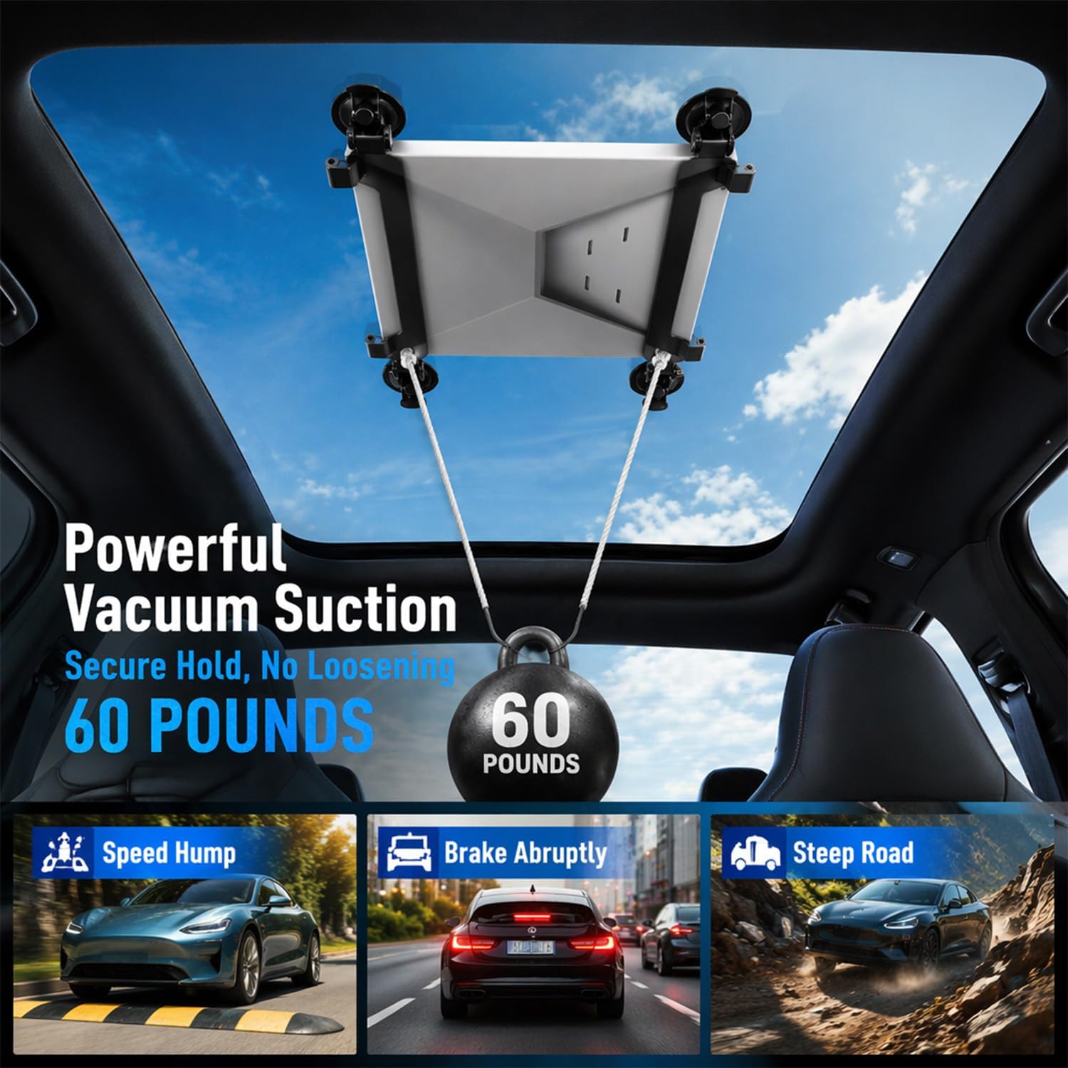 Starlink Mini Suction Cup Mount, ABS Satellite Mounting Kit with 4 Corner Protectors for Car Sunroof Window, Flexible Dual-Use Roof Bracket for RV Truck Boat