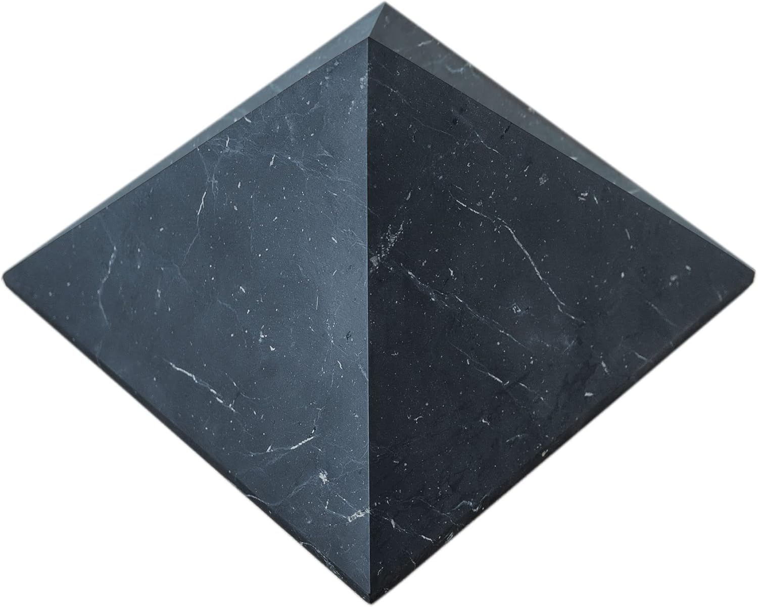 Shungite Stone Protection Pyramid 4" | Authentic Shungite Stones Protection Unpolished Pyramid 4 inches (10 cm) | Black Stone Crystal Pyramid for Whole House Protection and Meditation PN08