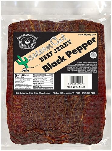 Buffalo Bills 18oz Black Pepper Western Cut Big Slab Beef Jerky (15 losas de carne seca por bolsa)
