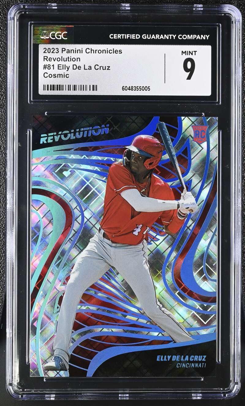 Baseball CGC 6048355005 Mint 9 2023 Panini Chronicles Revolution Cosmic 81 Elly De La Cruz RC Rookie Card Professionaly Graded Trading Card
