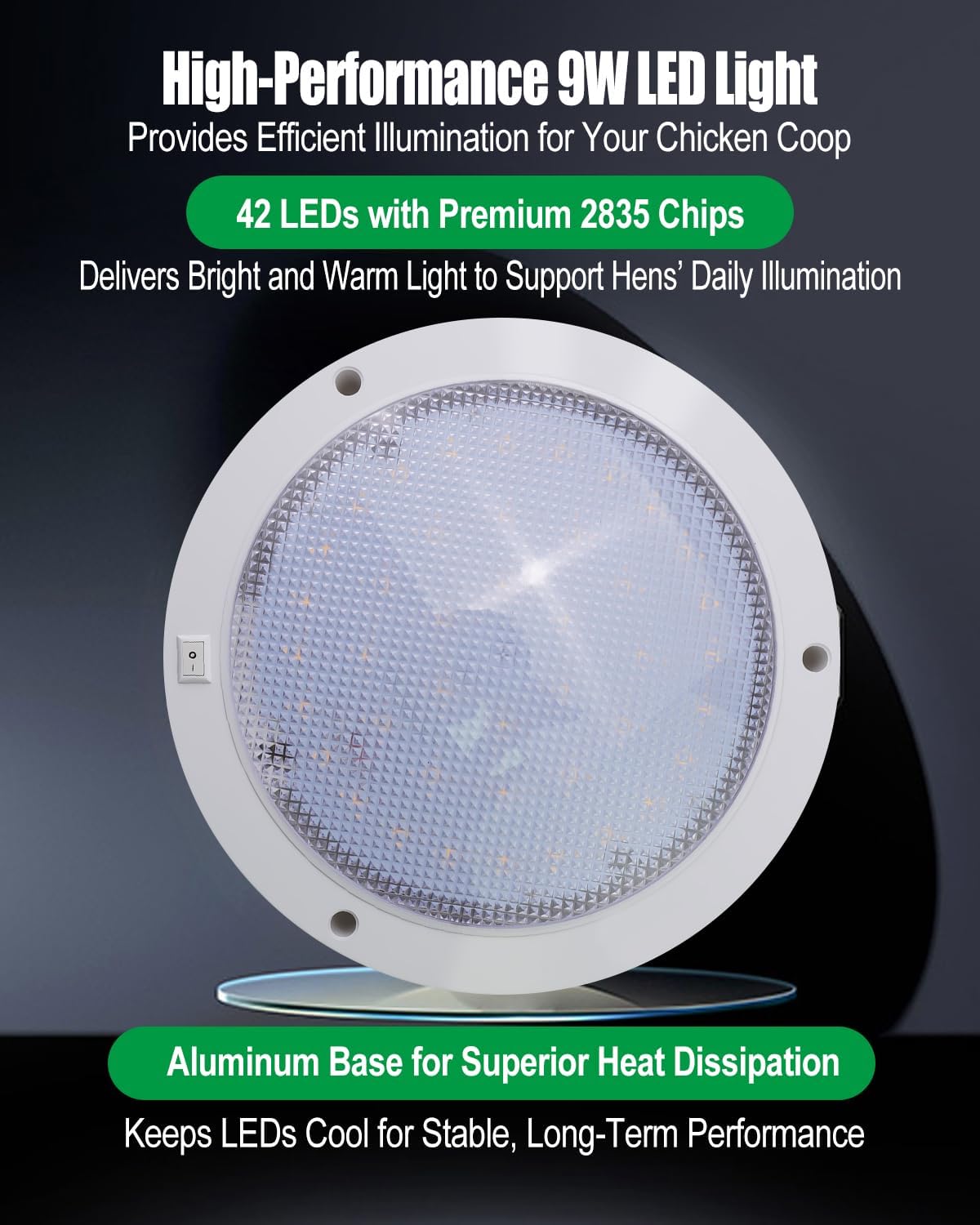 Automatic Chicken Coop LED Light with Timer, Daylight Extender for Hens, IP 65 Waterproof, Warm Light Supplement for Boost Egg Production in Winter