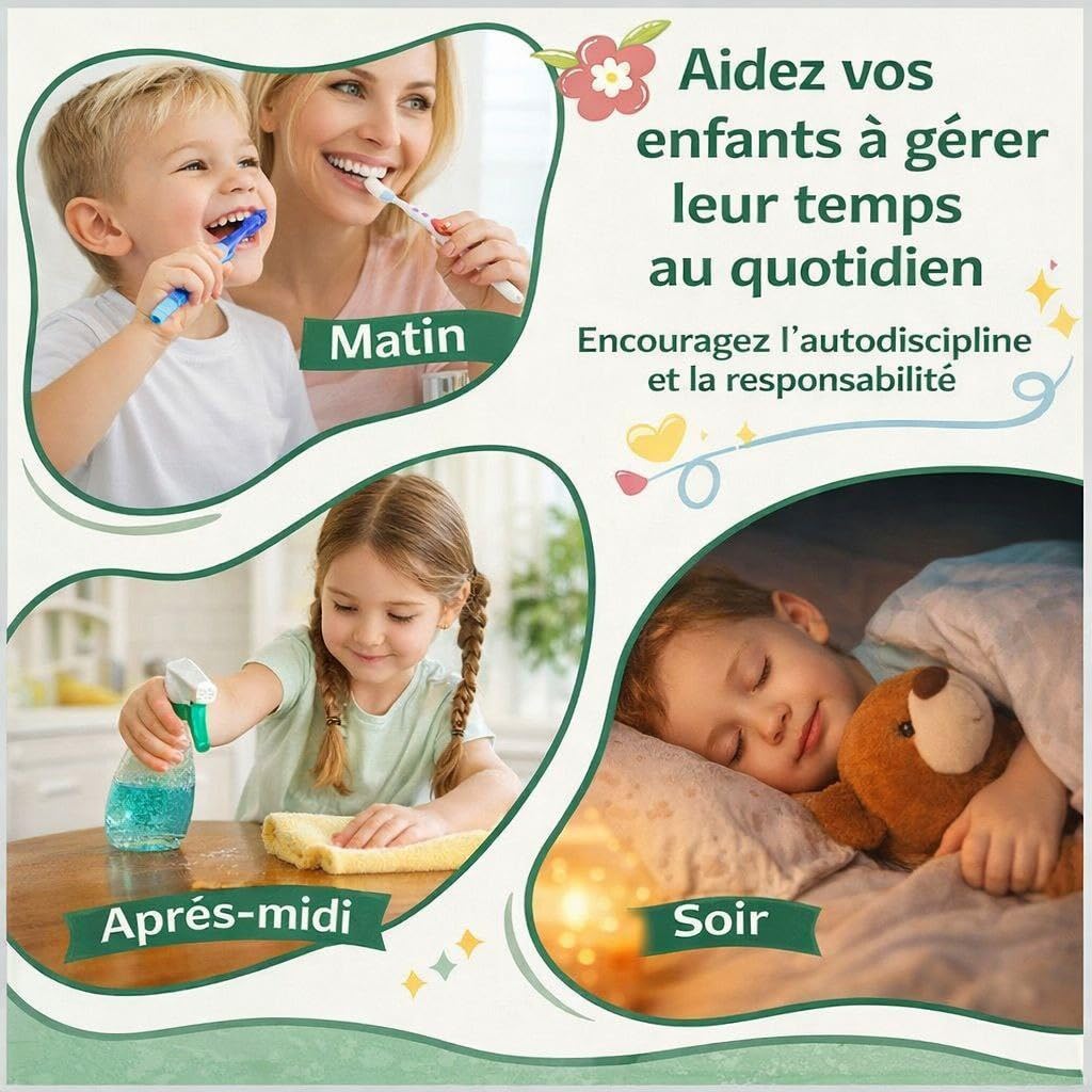 Tableau tâches quotidiennes enfant en bois– Planning Journalier Montessori avec 50 tâches et Pictogrammes Organisateur visuel éducatif - Aide à l'organisation et à l' autonomie de ton enfant