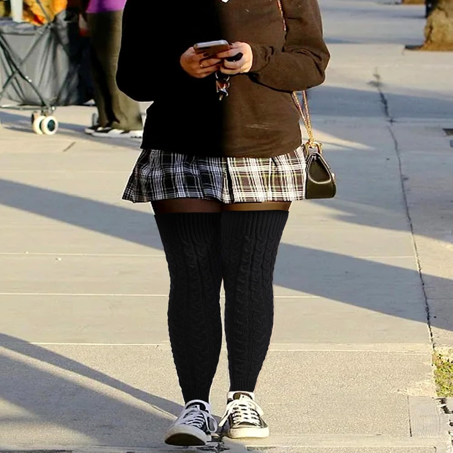 Moon Wood Plus Size Extra Long Leg Warmers for Women Winter Knitted Over Knee Thick Thigh High Socks Footless - Image 6