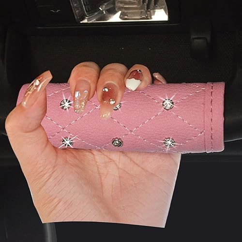 Miniatura 10 de Paquete de 4 fundas brillantes para manija de puerta de seguridad para automóviles, con cristales brillantes, almohadillas protectoras para manija