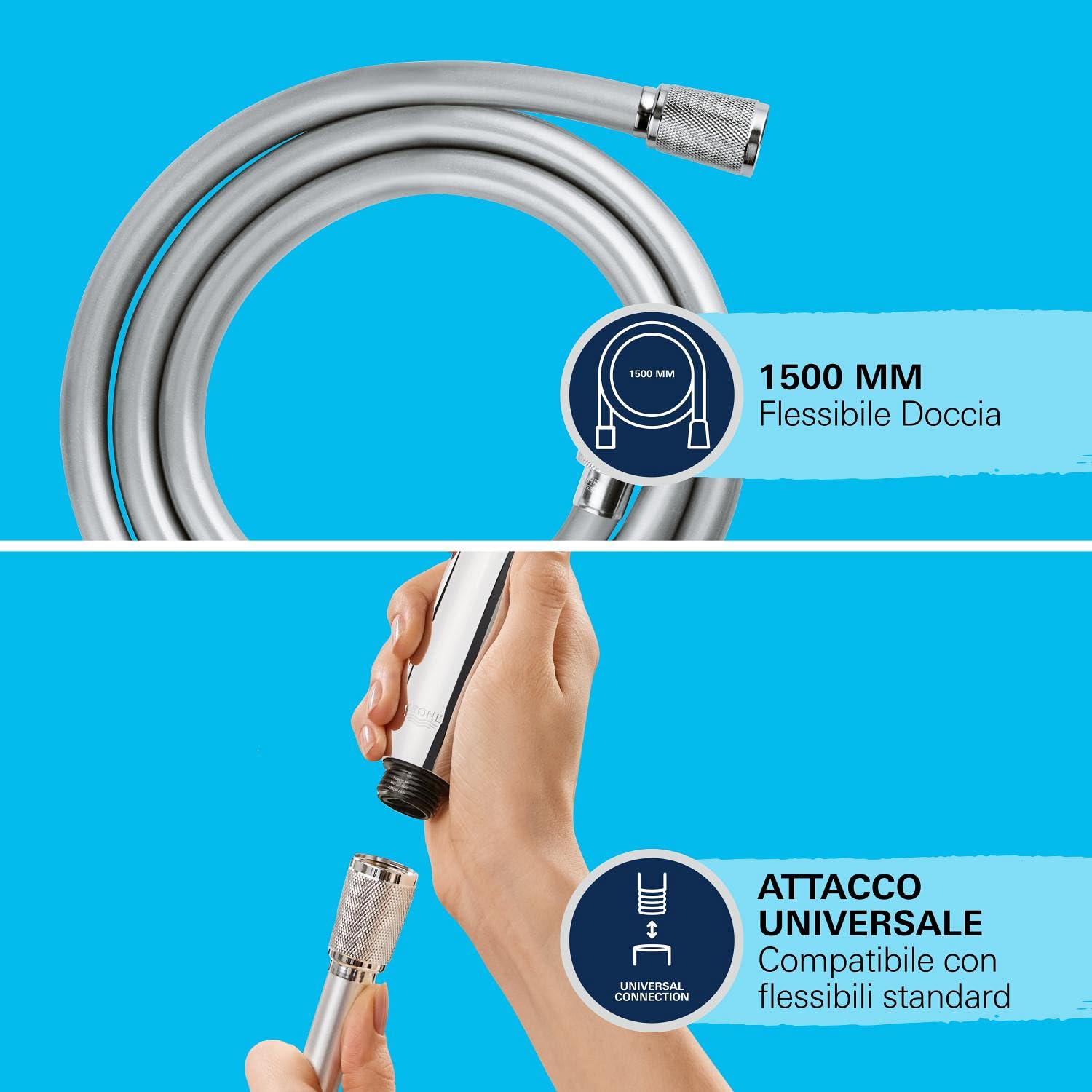 GROHE QUICKFIX VitalioFlex Trend, Flessibile doccia, 1500mm, In metallo, 28741002