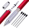 Gift Pen for Men 6 in 1 Multitool Tech Tool Metal Pen Unique Gadget as Christmas, Valetentine's Day, Father' Day, Birthday Pens Gifts for Dad, Boyfriends Novelty Gifts Unique Gifts for Men Red