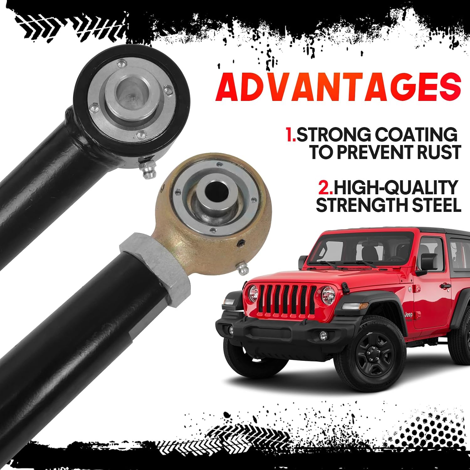 Rear Upper & Lower Suspension Control Arms for 2007-2018 Jeep Wrangler JK/JKU 0-6" Lift Adjustable Control Arm Kit SET OF 4