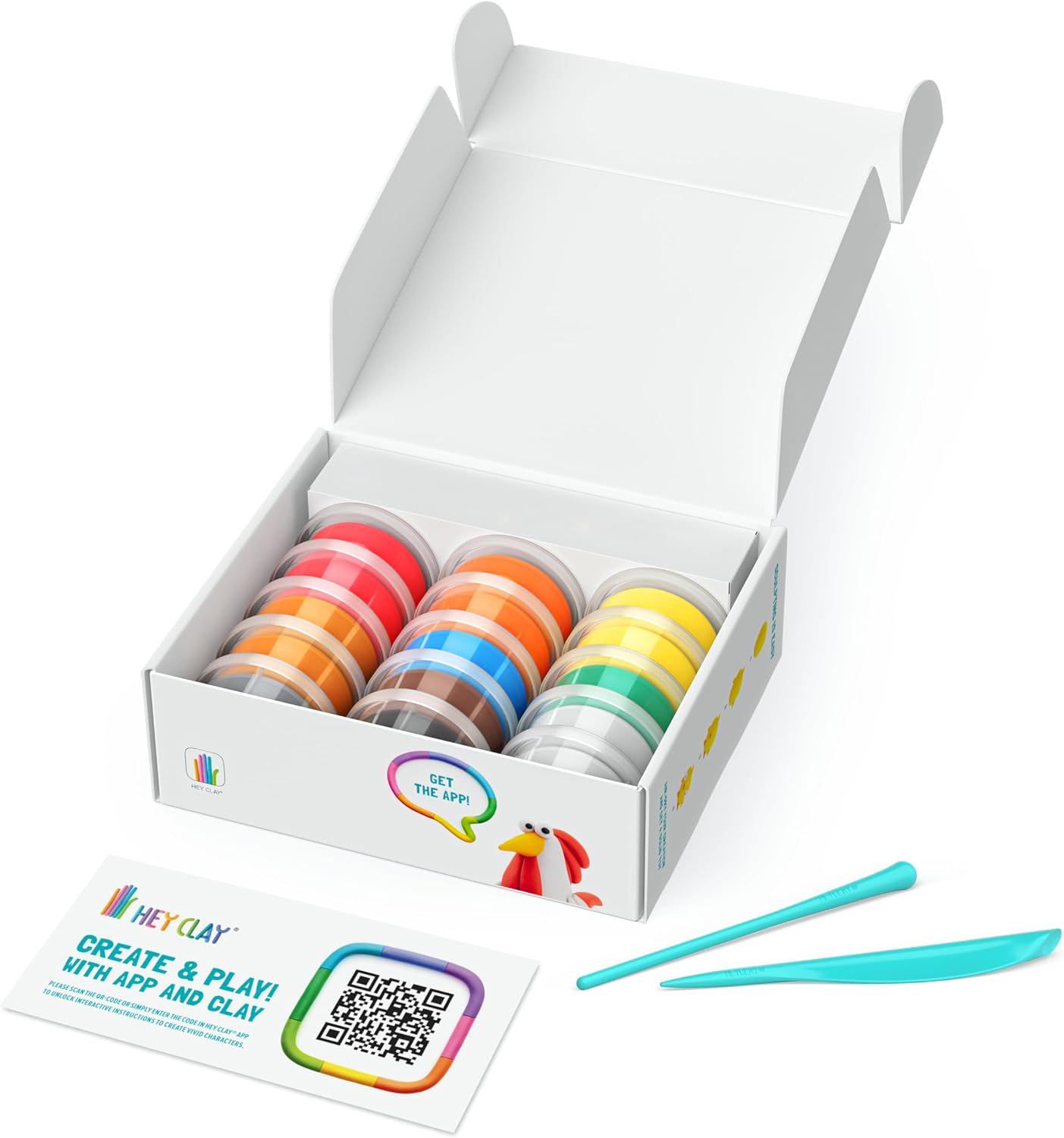 HEY CLAY Farm Birds Set Air Dry Clay Kit 18 cans and Sculpting Tools with Fun Interactive Instructions App