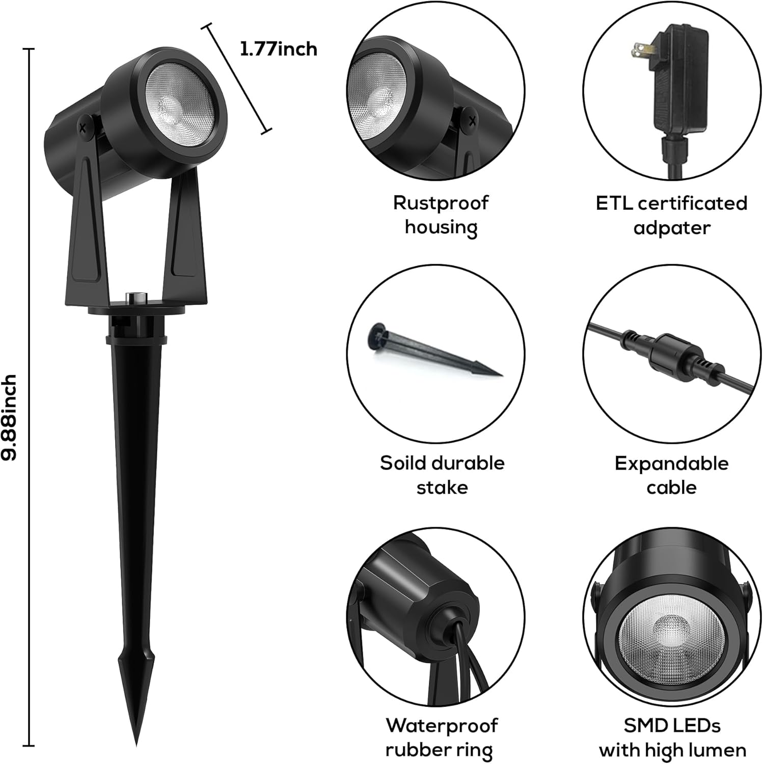 Banord RGBW Color Changing Outdoor Landscape Lighting, 4 Pack Low Voltage LED Outdoor Spotlight with Remote, IP65 Waterproof for Yard, Garden, Lawn