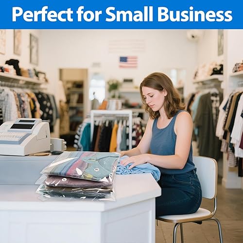 Miniatura 5 de PigPotParty Bolsas de plástico transparente de 9 x 12 pulgadas con calcomanías de tamaño de ropa, 100 fundas de celofán para camisas de pequeñas