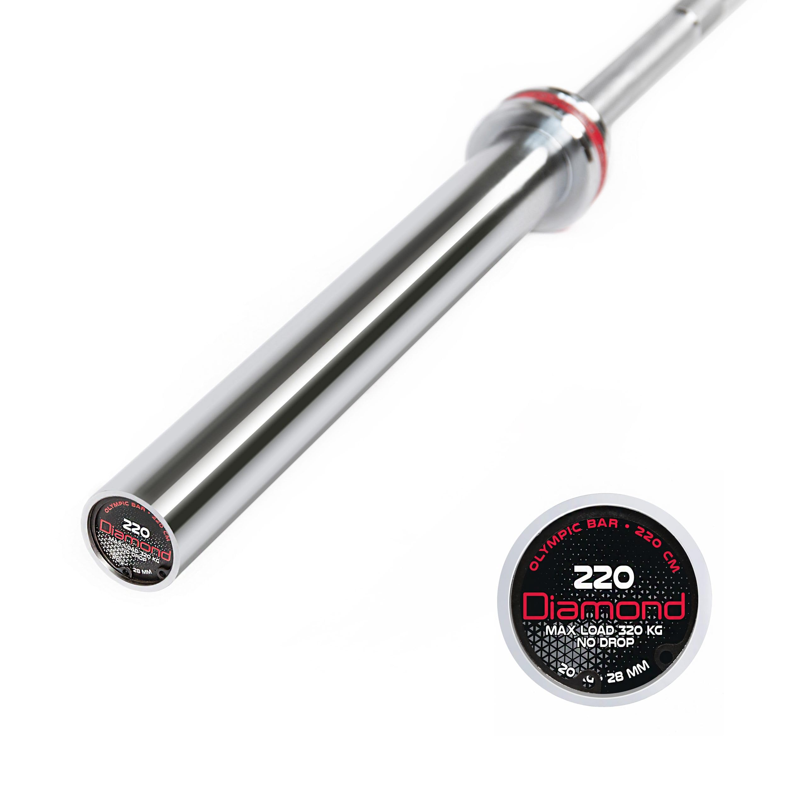 Bilanciere Olimpionico DIAMOND da 150/180/220 cm Power Training [Carico Max 330 kg] Foro Olimpionico 50mm | Impugnatura Antiscivolo