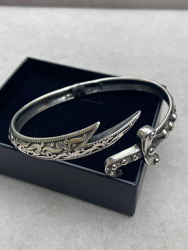 Amazon.com: Sterling Silver Mens Sword Bracelet, Silver