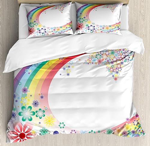 Miniatura 286 de Ambesonne Juego de funda de edredón color menta, líneas onduladas horizontales a rayas blancas abstractas de tonos suaves, exhibición de arte