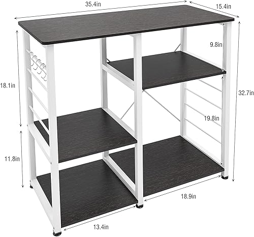 Miniatura 10 de SogesHome Estante de cocina de 4 niveles, soporte para horno de microondas, estante organizador de almacenamiento, estación de aperitivos de café