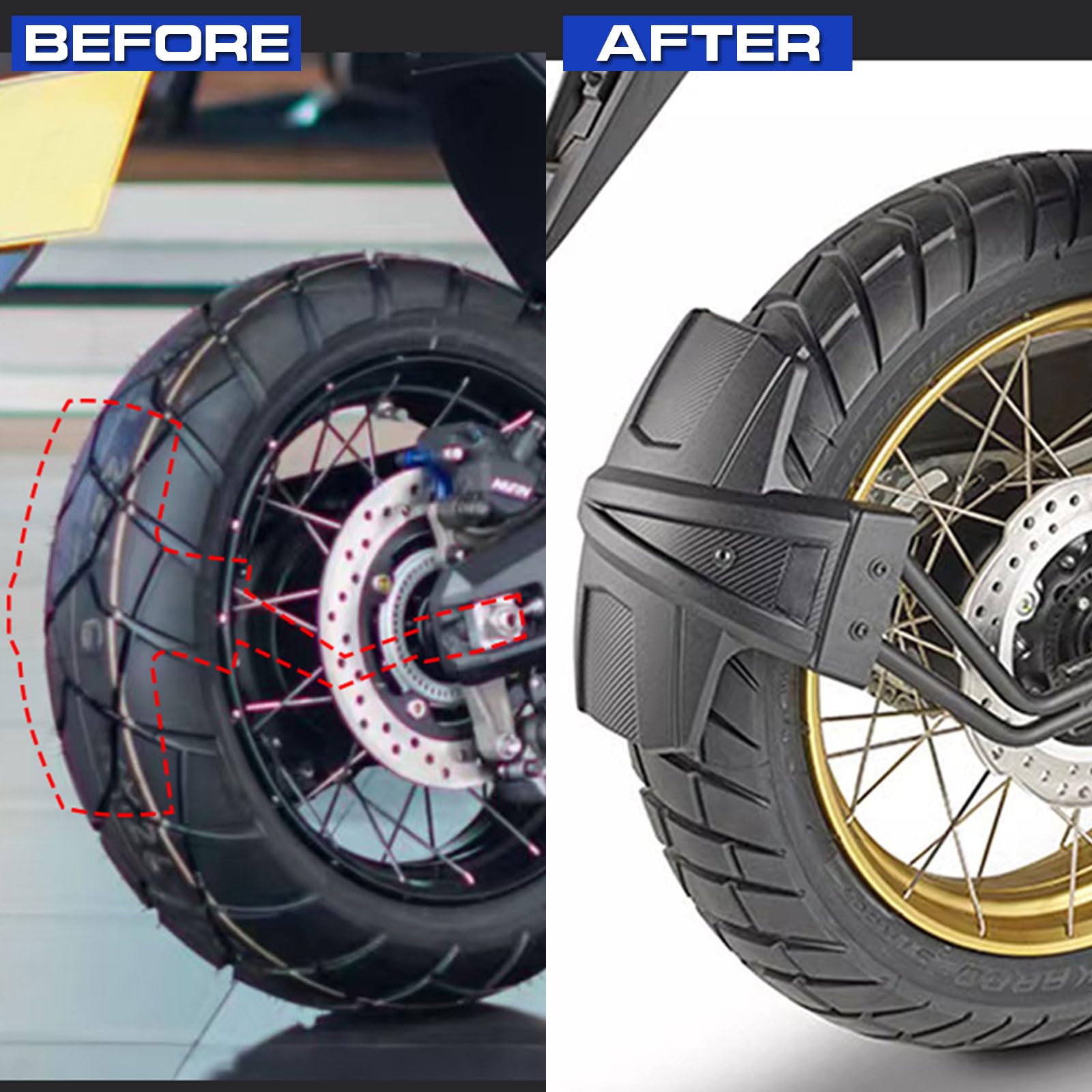 WOOGA Piezas de Motocicleta para HO&N&DA X-ADV 750 XADV 750 2017-2025 Forza750 Forza 750 Accesorios 2021-2025 Guardabarros Trasero abrazador de Rueda Protector contra Salpicaduras | Protector de rueda trasera para motocicleta X ADV750 XADV750, accesorios