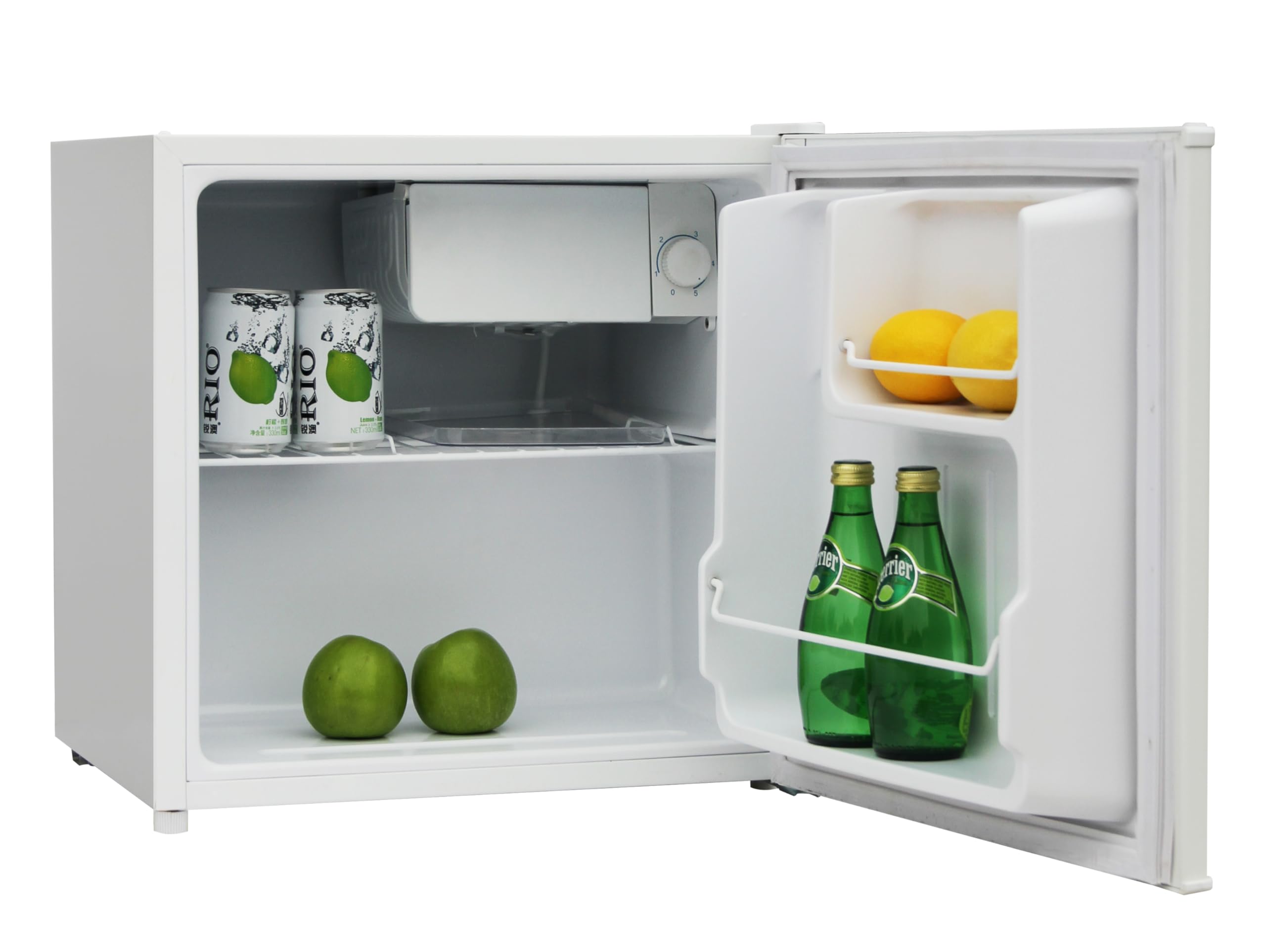 HYE Mini Fridge - Drinks Fridge, 46L Capacity, Stylish & Freestanding Design, Quiet 40 dB Operation, 47.5cm Width, White, Perfect For Bedrooms, Offices & Student Rooms - RF01MBF46W23 — view 2