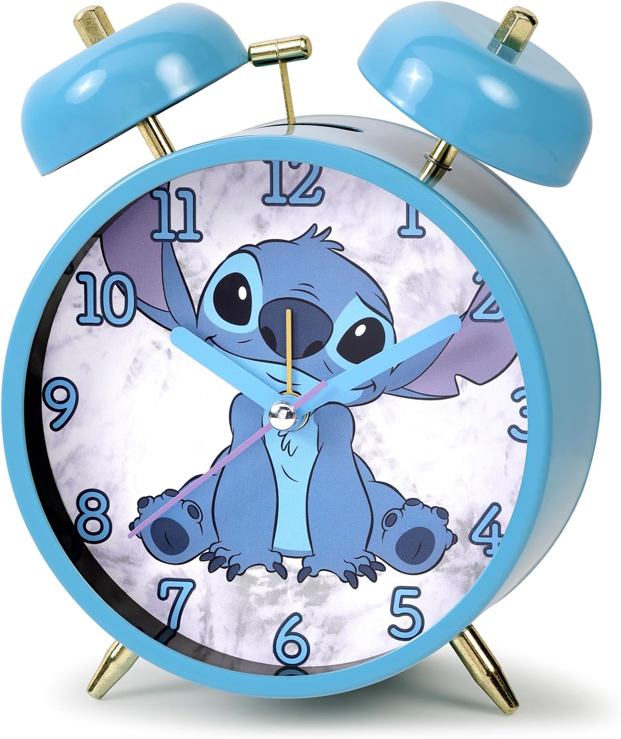 Disney Stitch Kids Table-Top Bedside Twin Bell Alarm Clock for Home Bedroom