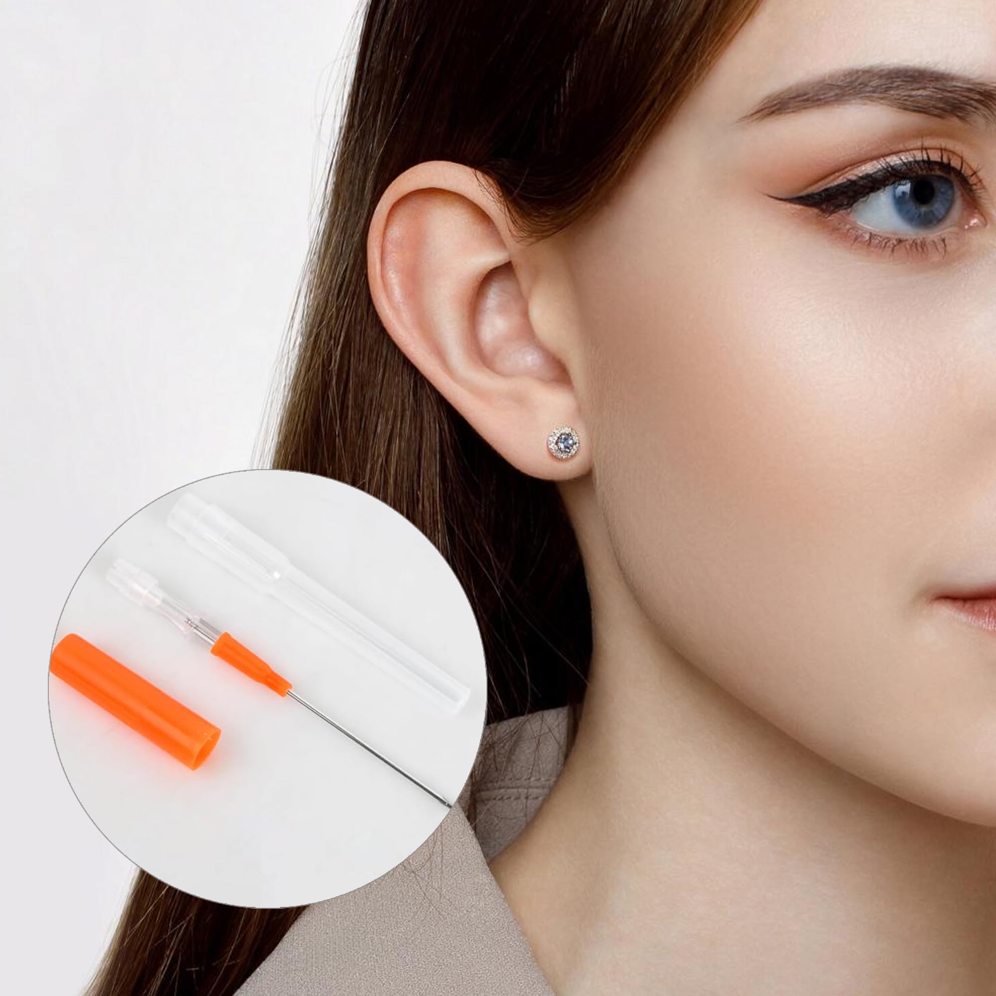 5 szt. jednorazowe igły do piercingu 14G, stal nierdzewna igła do piercingu ucha, 14-karatowe igły do piercingu, igła do piercingu, z osłoną rury, do piercingu pępka, warg, brwi, nosa