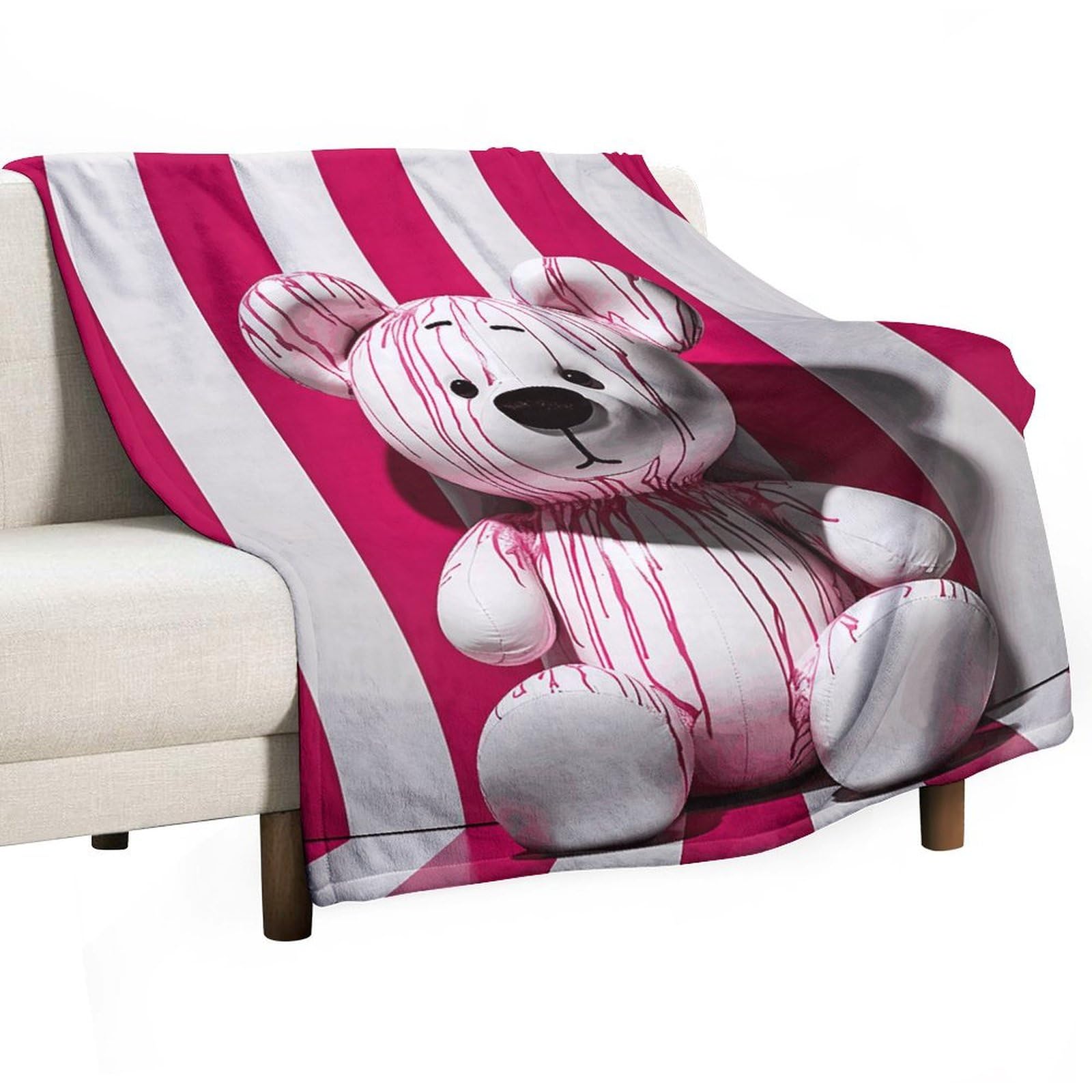 Couverture en flanelle ours blanc douce et légère pour lit et canapé