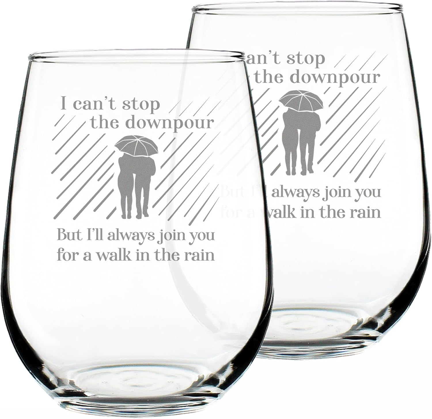 Custom Walk in the Rain - Personalized Stemless Wine Glass Gift - Sympathy Gifts for Comfort and Encouragement - Large 17 Ounce - Customized Wine Glass Gift