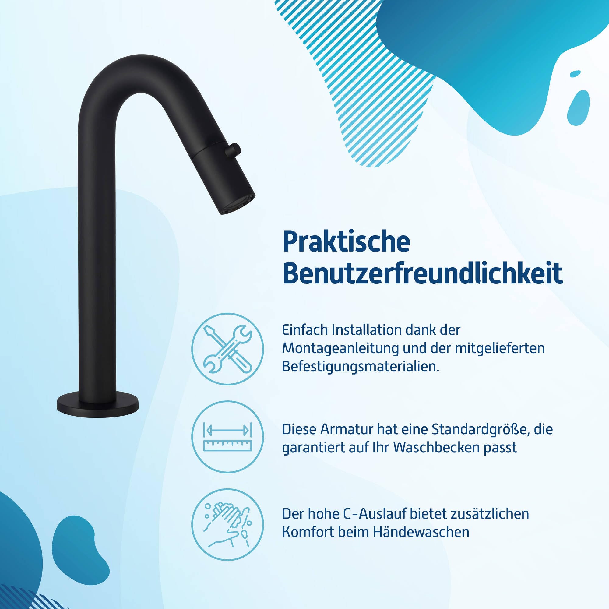Saqu essential 20 luxe fonteinkraan met c-uitloop solid steel - kranen kopen? | Korting tot 53