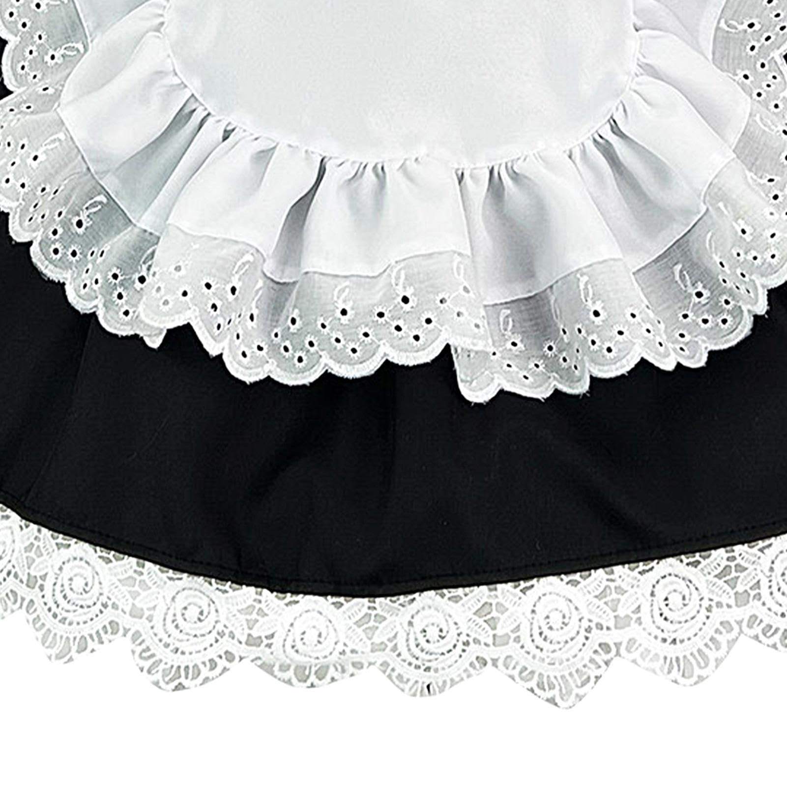 Strój pokojówki, cosplay, urocze damskie fantazyjne ubrania z koronką, fartuch pokojówki, strój cosplay, na Halloween, imprezę, festiwale, do wewnątrz, na zewnątrz, do szkoły, domu, na podwórko, do
