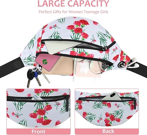 Miniatura 205 de MAXTOP - Cangurera cruzada grande con 4 bolsillos con cremallera, ideal para eventos deportivos, festivales, entrenamiento, viajes, correr y uso